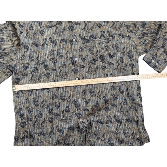 JHANE BARNES XL Button Up Shirt Abstract Leaf Print Men's Long‎ Sleeve - Picture 4 of 10